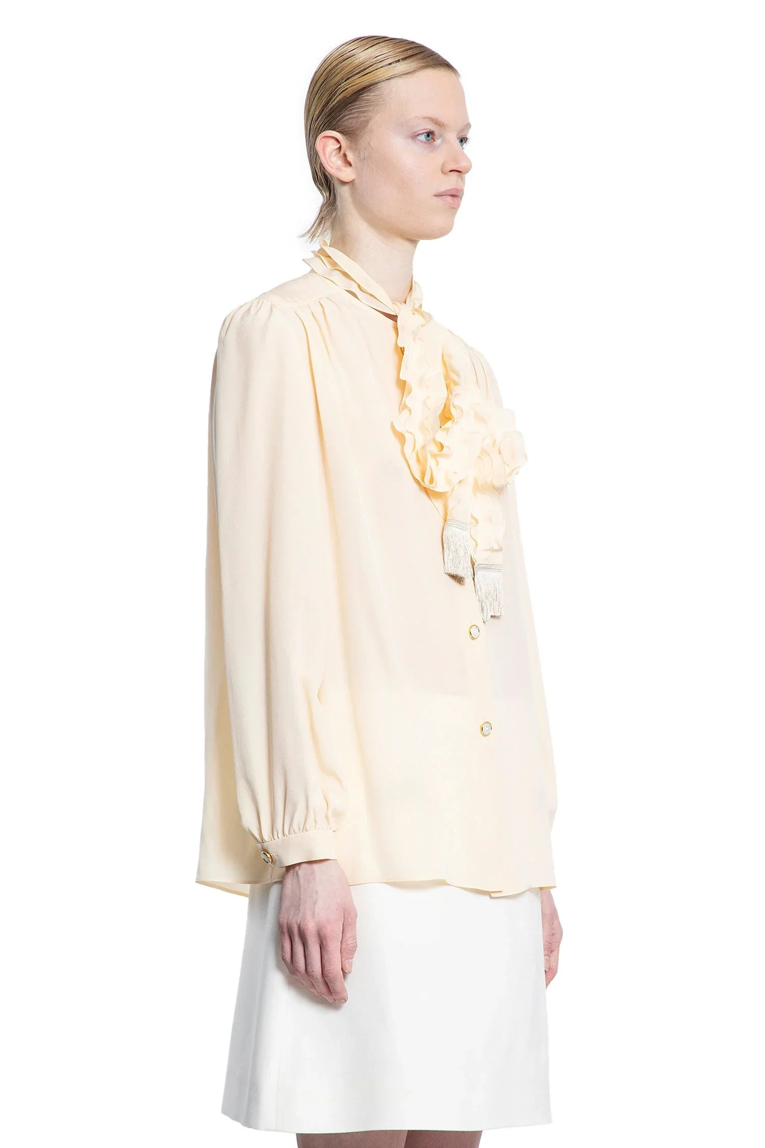 Ruffled-Bow-Crepe-De-Chine-Shirt - 2