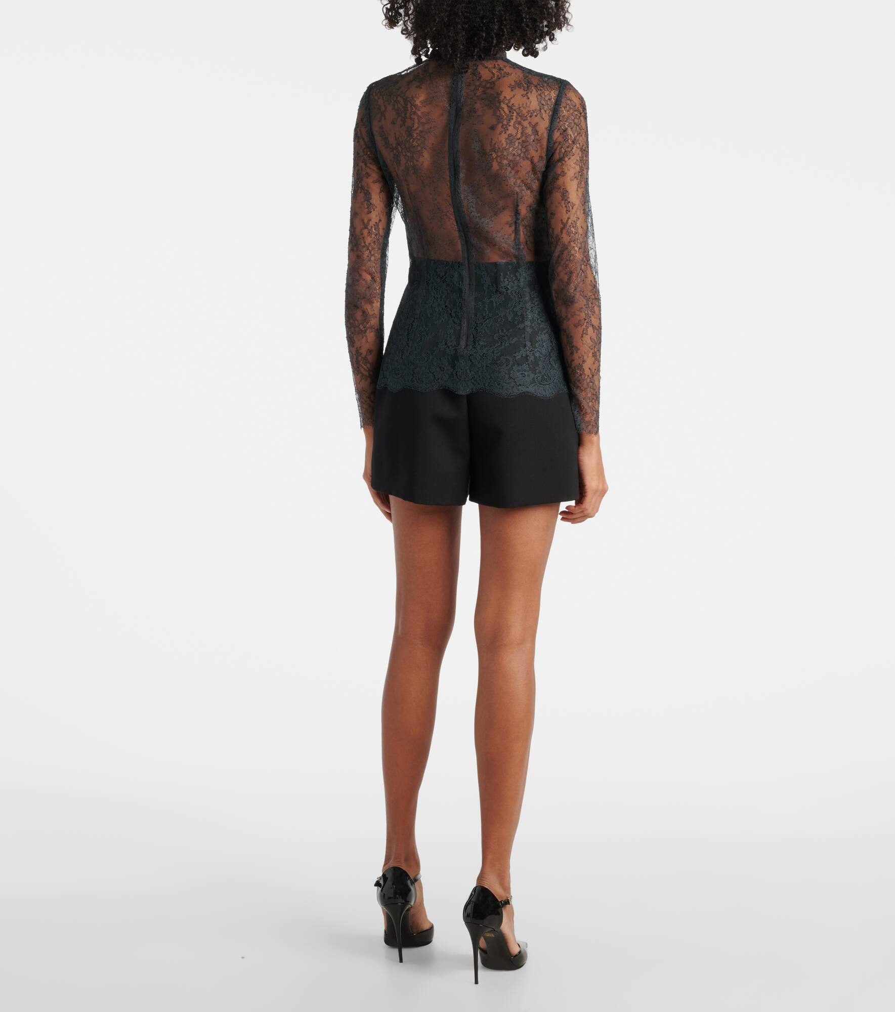 High-neck floral lace top - 3