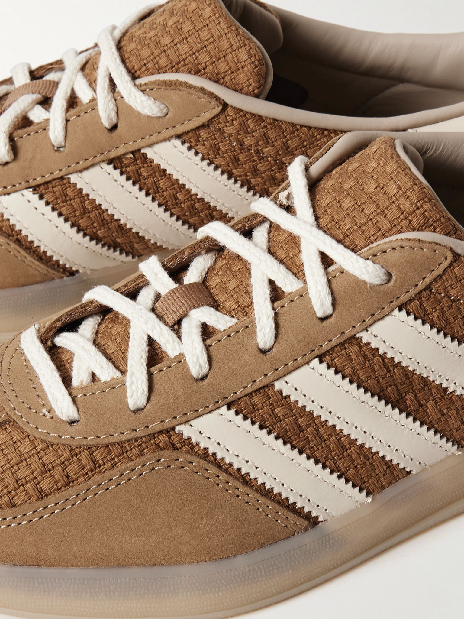 Gazelle Indoor nubuck and leather-trimmed jacquard sneakers Camel - 4