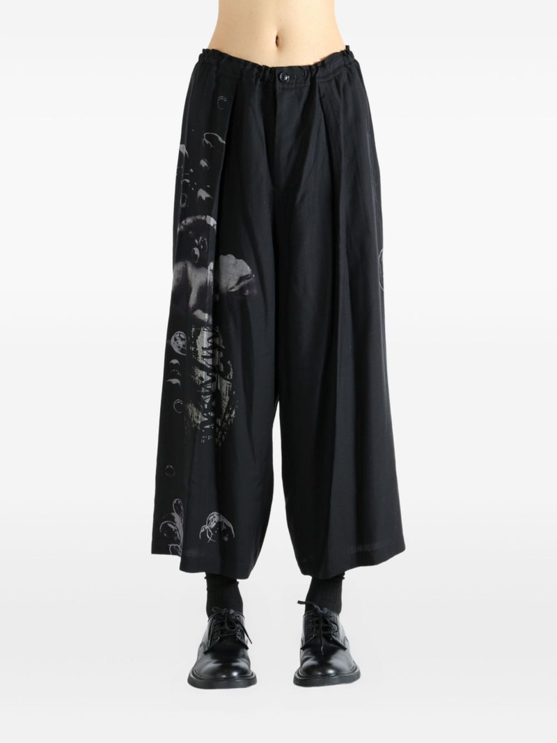 Y's bubble-print pleated trousers outlook