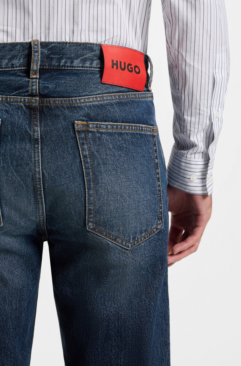 BLUE REGULAR-FIT JEANS IN VINTAGE-WASH DENIM 5