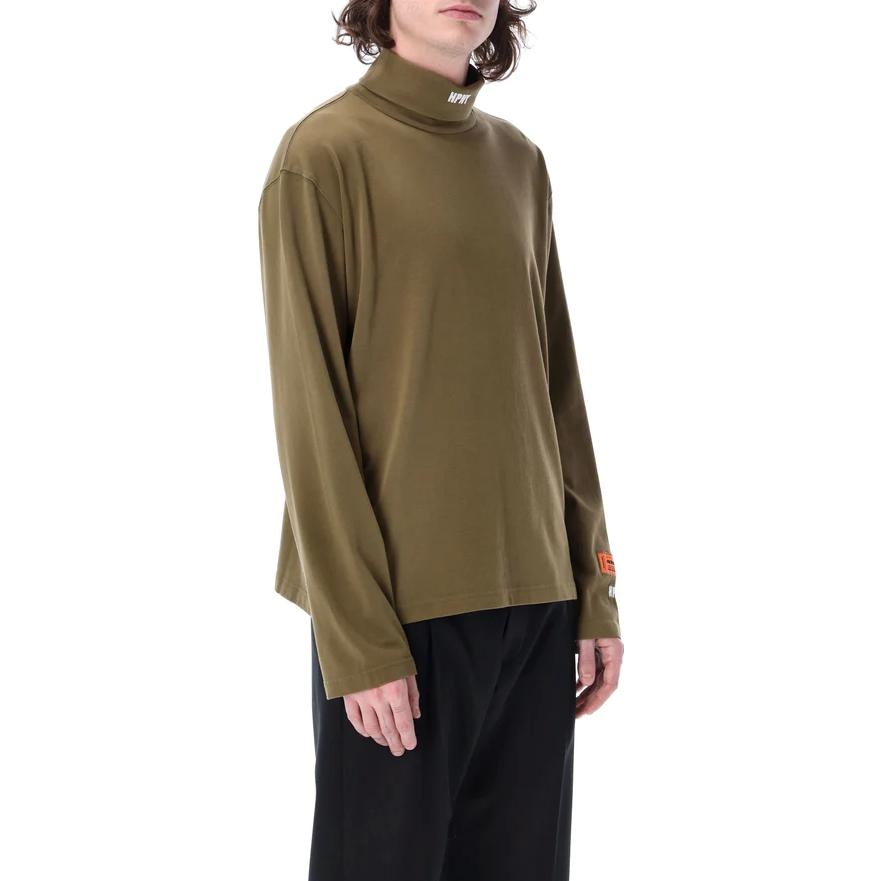 HERON PRESTON SS23 Logo Patch Rollneck Long-Sleeve T-Shirt 'Dark Olive' HMAB027S23JER0015501 - 3