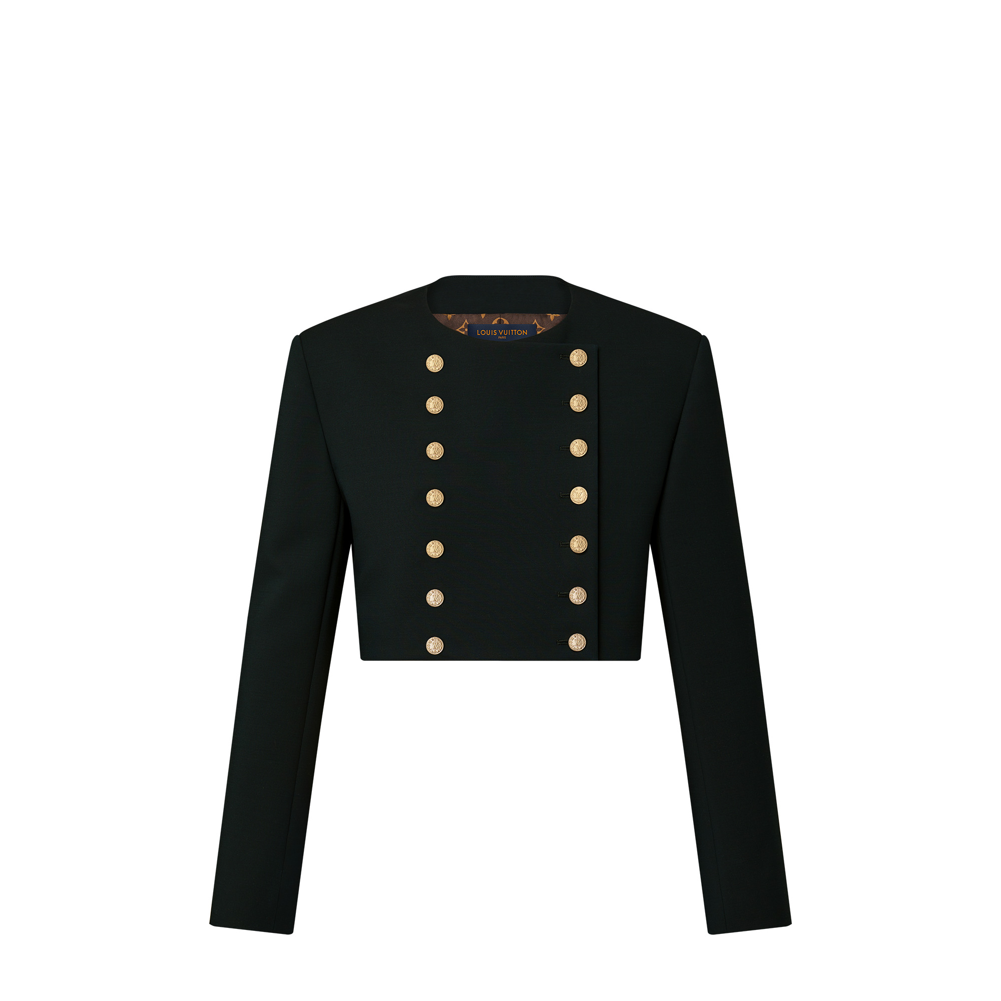 Cropped Button Trim Jacket - 1