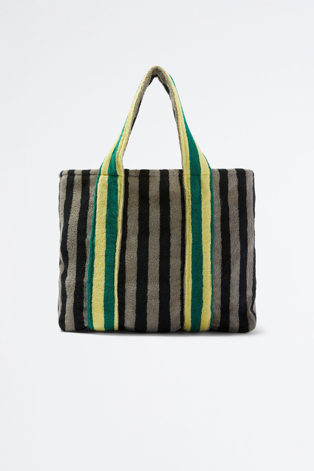 GREY & BLACK STRIPED COTTON BAG - 6