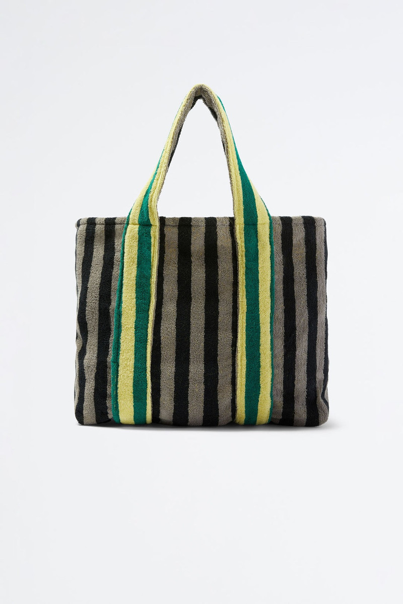 GREY & BLACK STRIPED COTTON BAG 6