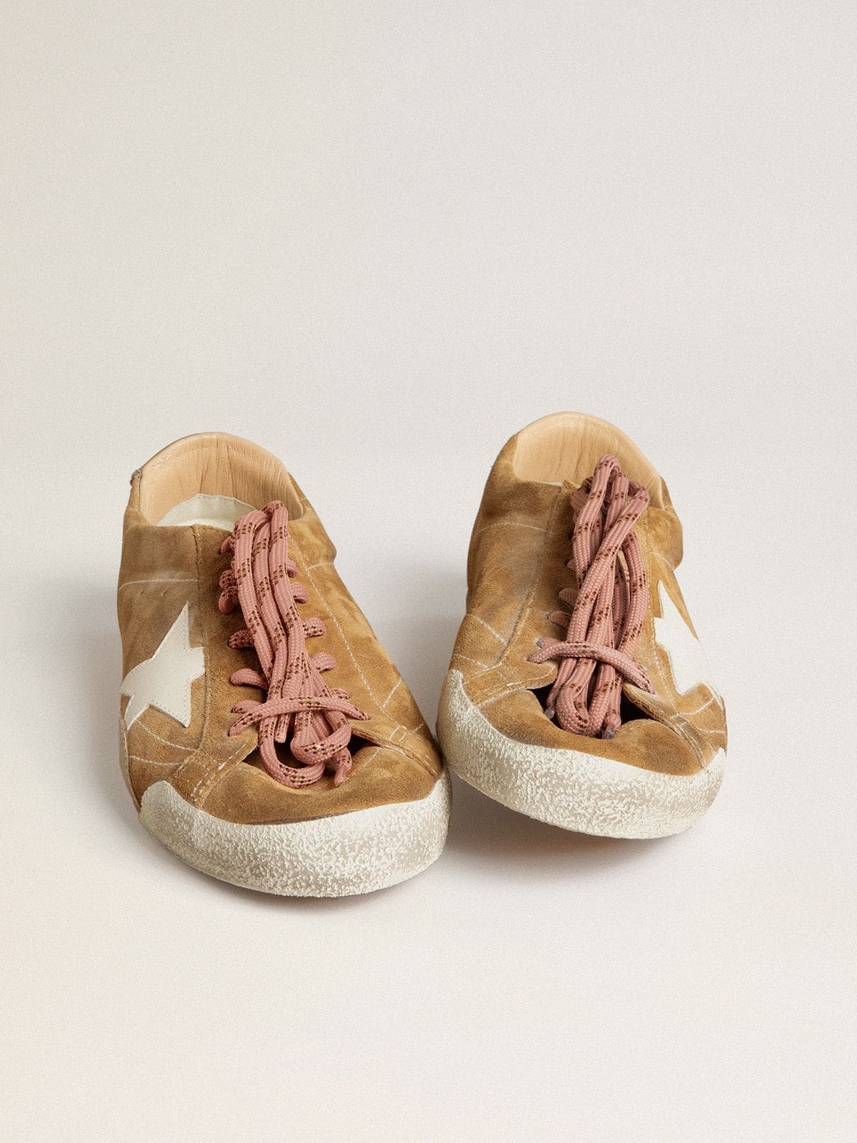 Women's True-Star in tobacco-colored suede with white star and platinum heel tab - 8