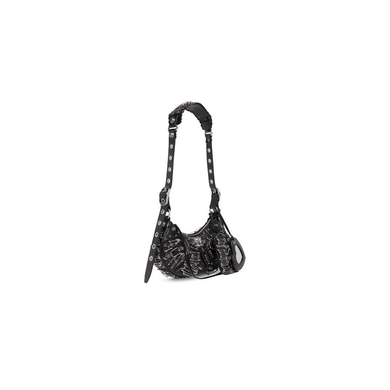 Women's Le Cagole Xs Shoulder Bag With Safety Pins  in Black 4