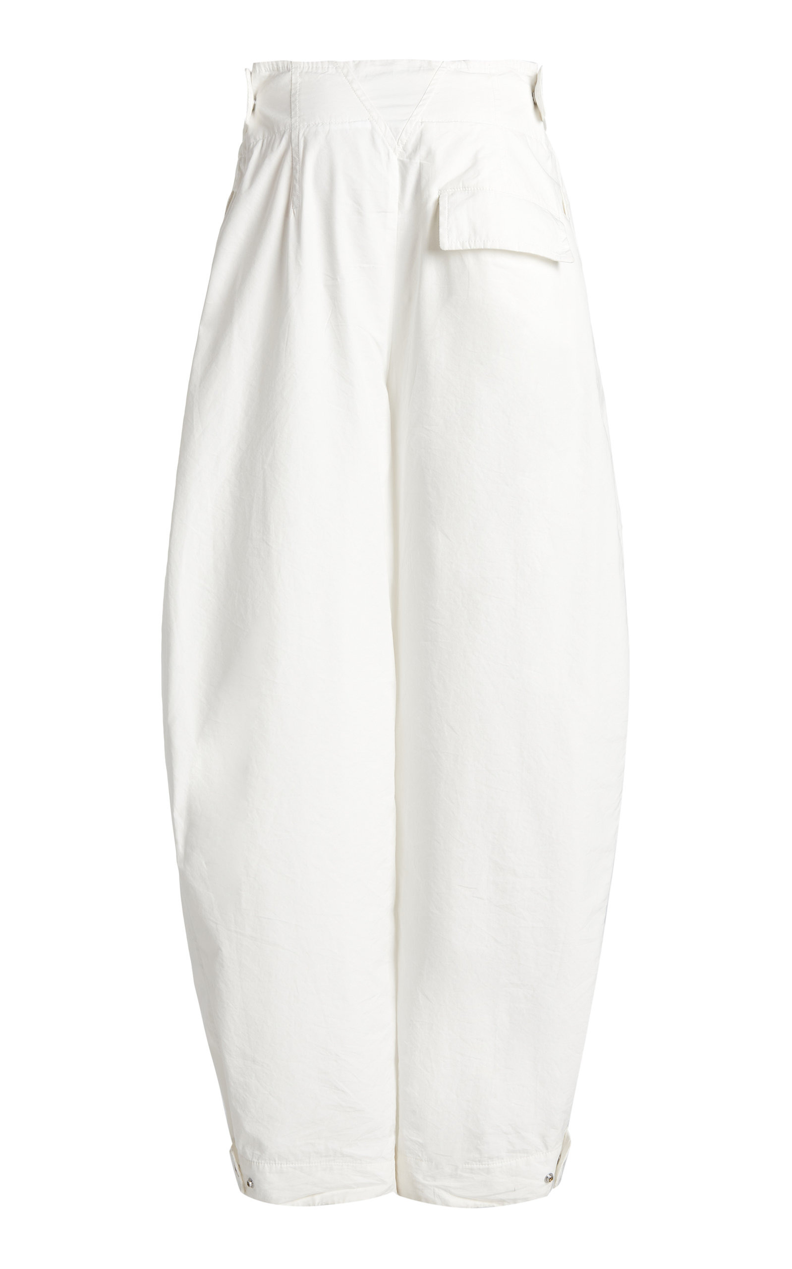 Pleated Cotton Tapered Trousers white - 2