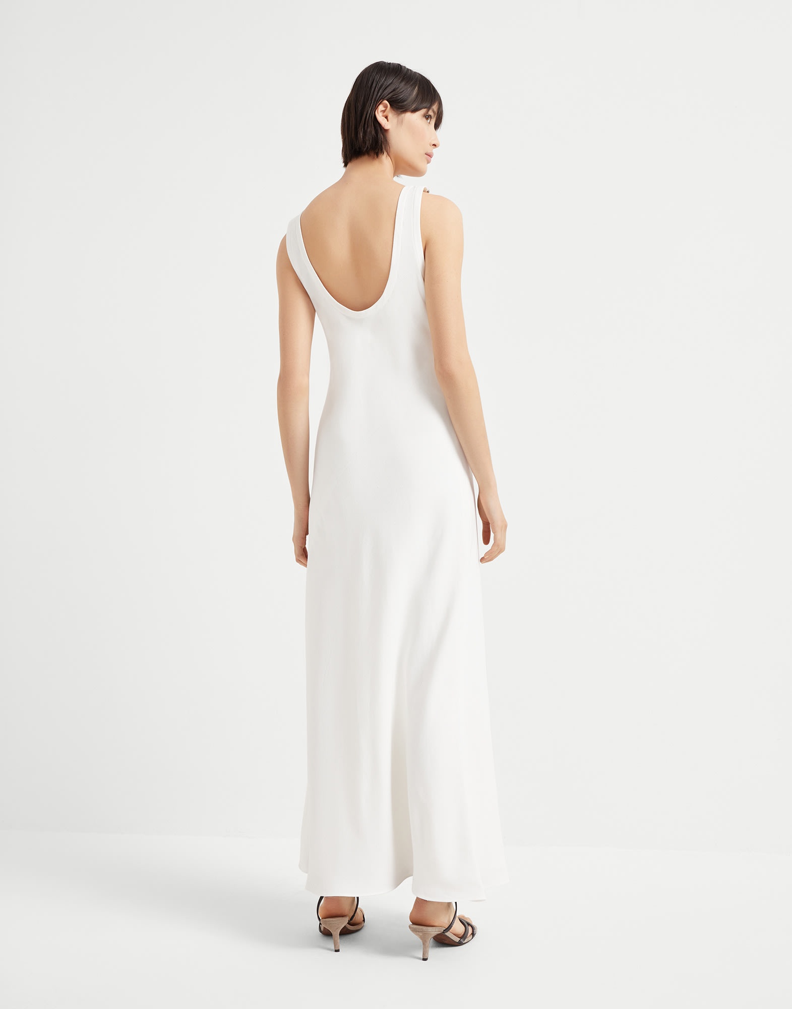 Viscose and linen fluid twill tank dress with shiny details - 2