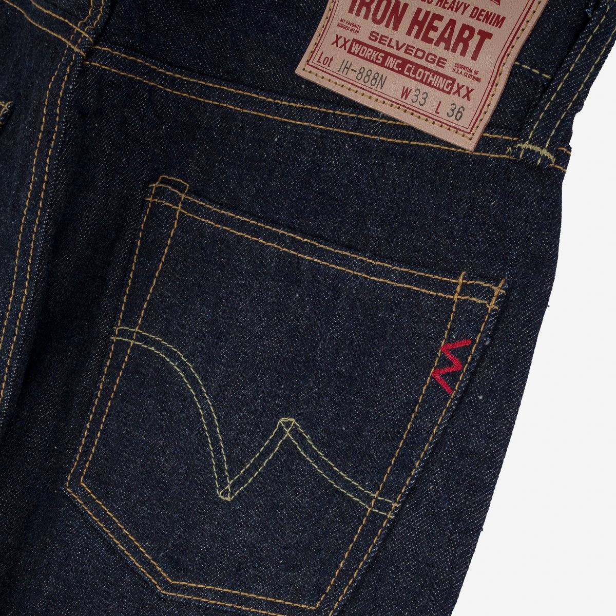 IH-888N 17oz Selvedge Denim Medium/High Rise Tapered Cut Jeans - Natural Indigo - 7