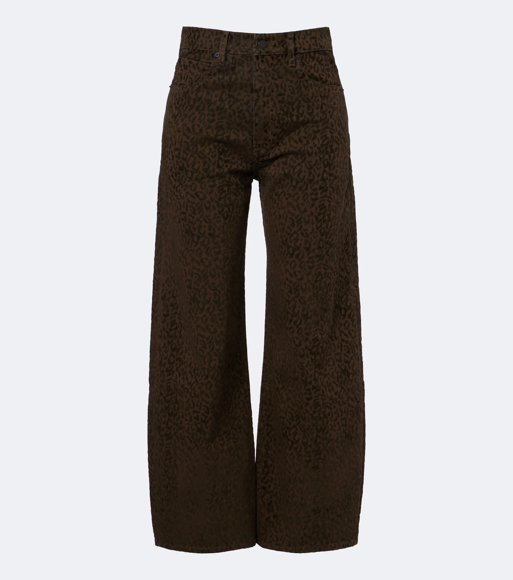 Bow leopard-print barrel-leg jeans - 1