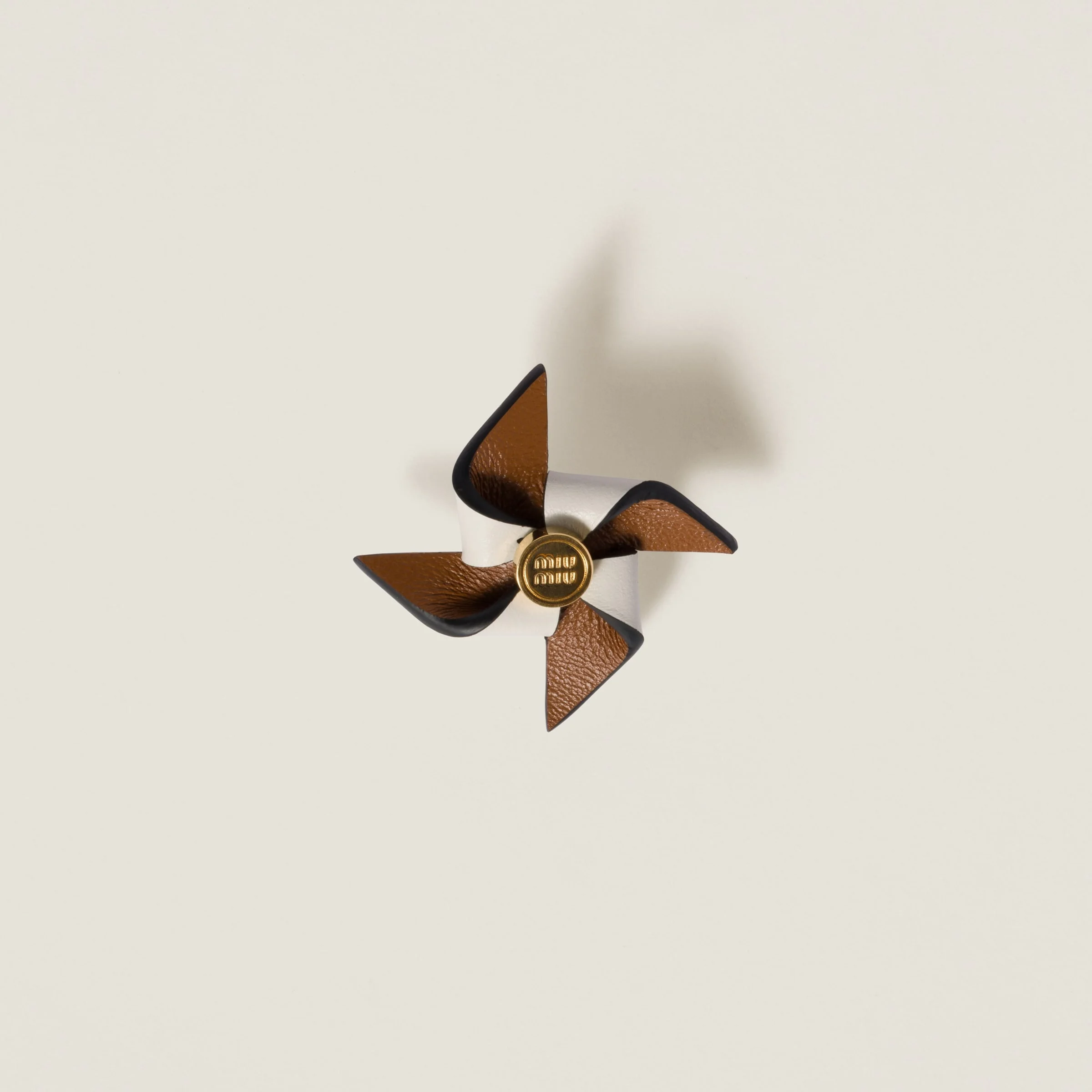 Leather pinwheel brooch - 1