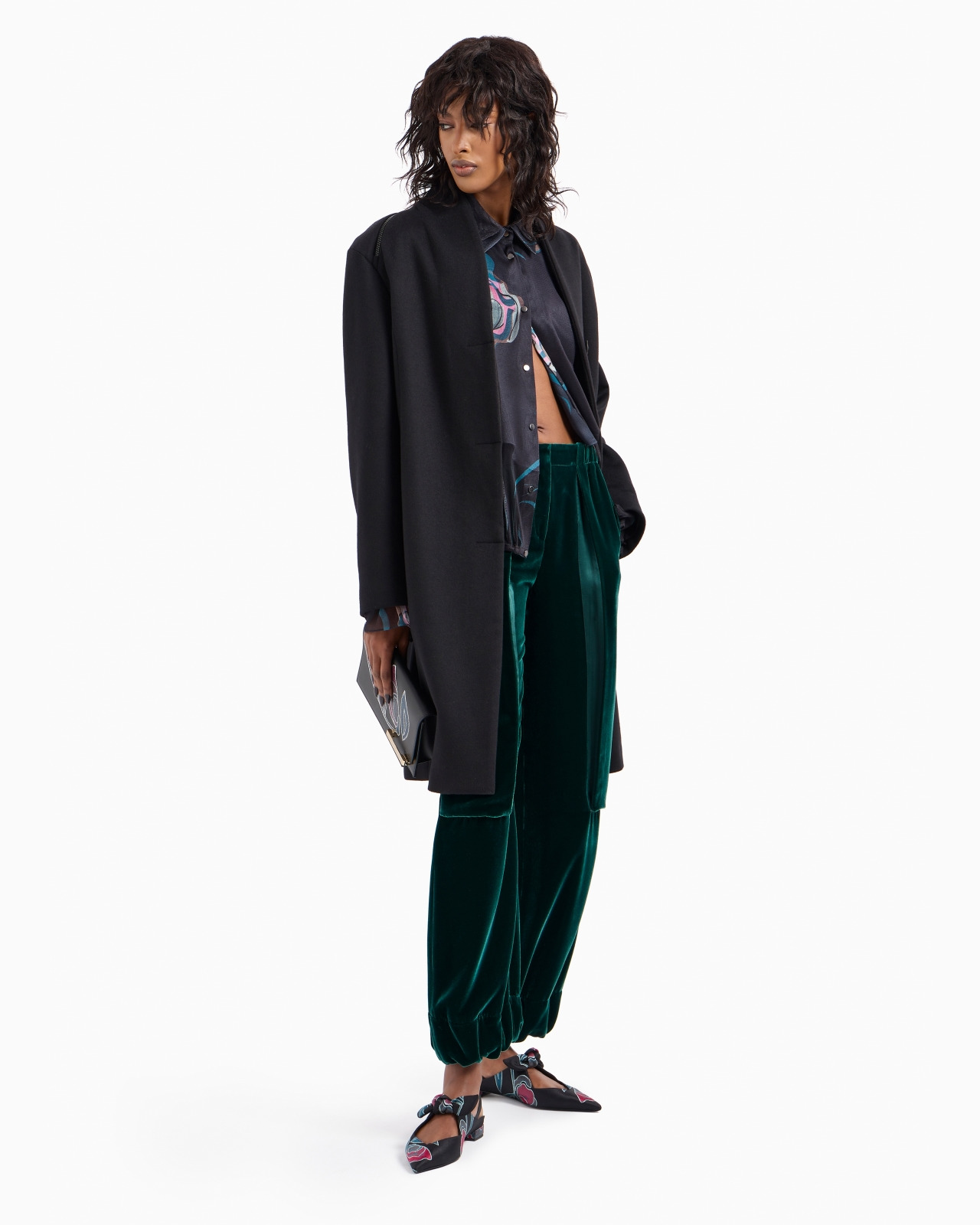 Printed silk shirt with plastron - 4