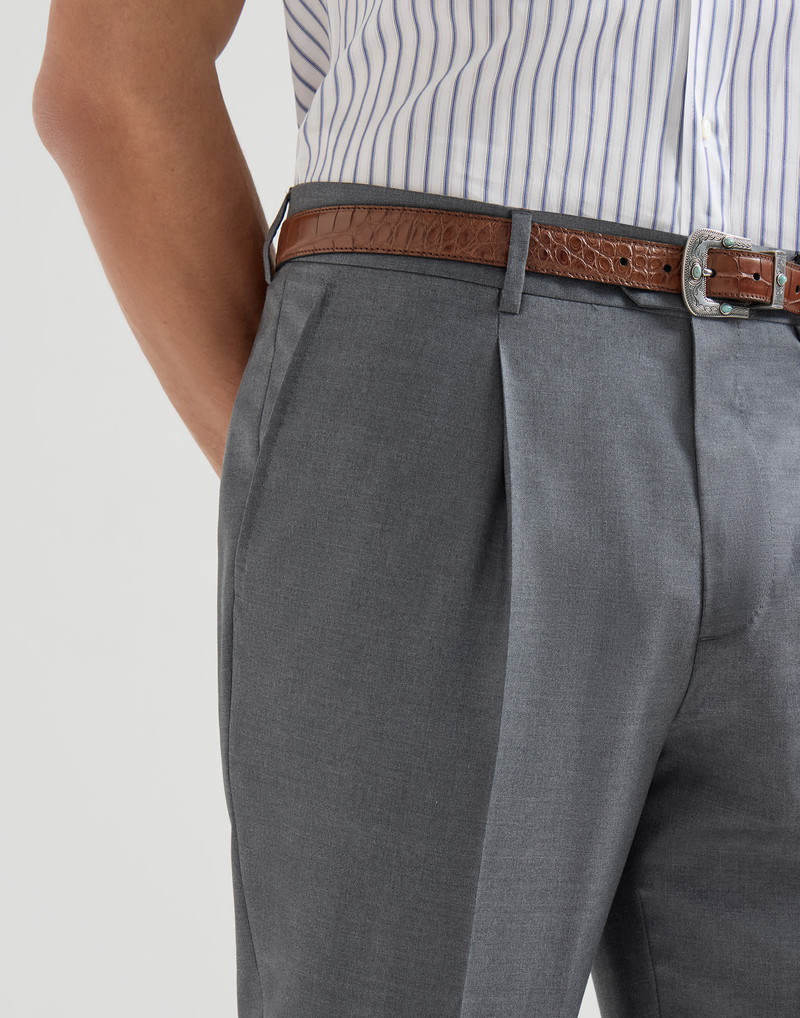 Super 150s virgin wool four season batavia trousers with pleat 4