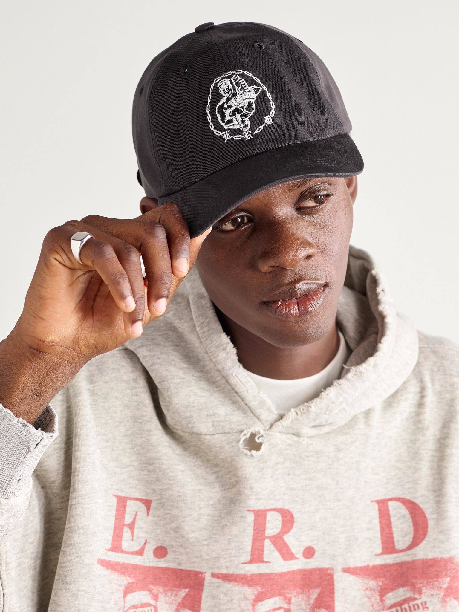 Enfants En Chaine Logo-Embroidered Cotton-Twill Baseball Cap Black - 2