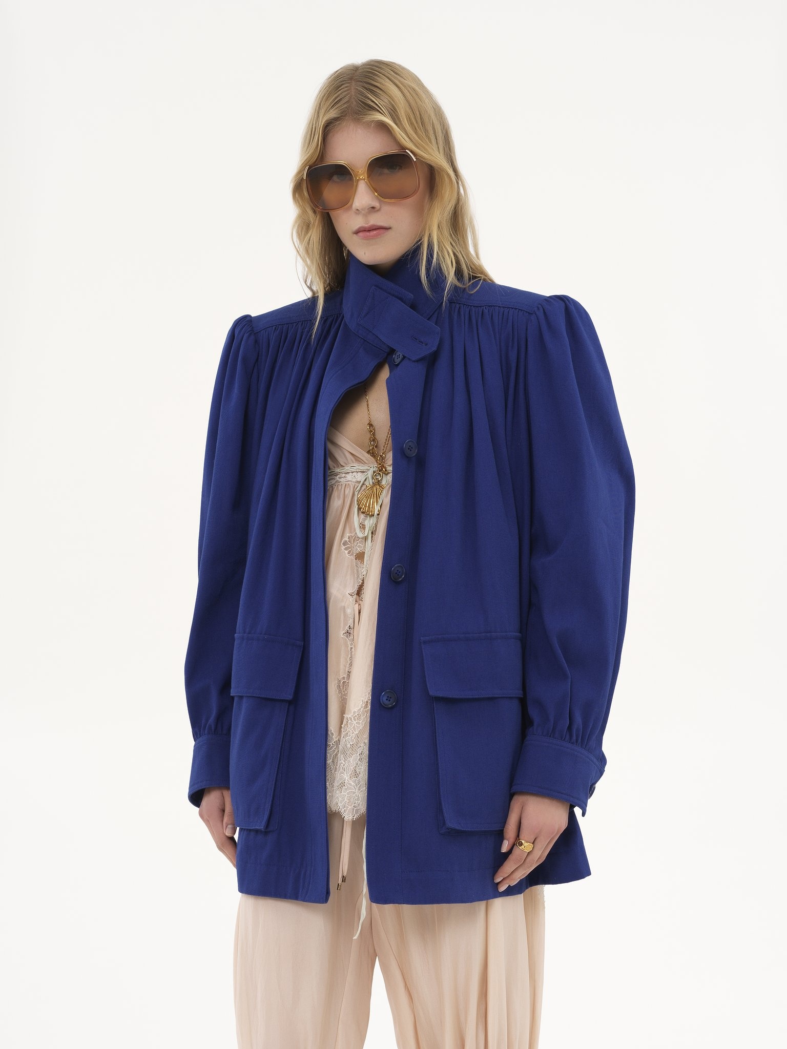 HIGH-NECK UTILITARIAN JACKET IN COTTON CANVAS - 4