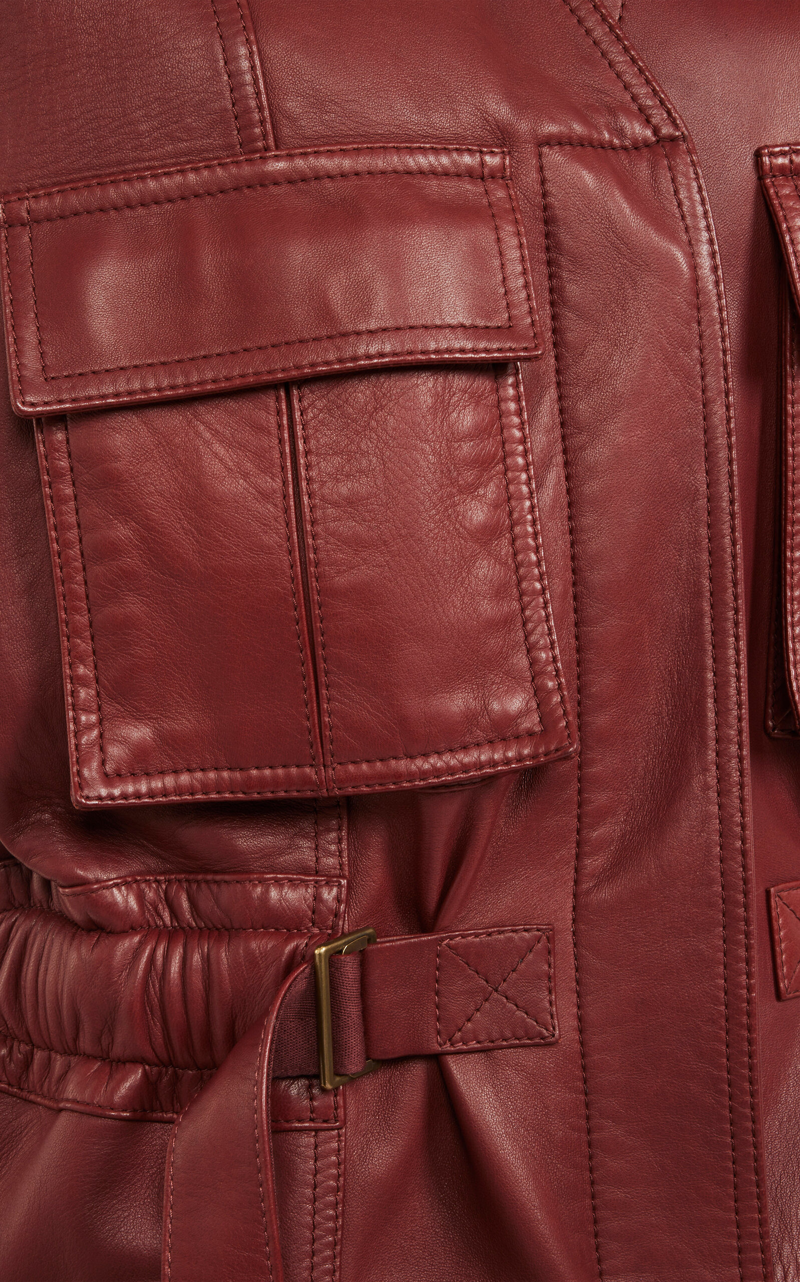 Oversized Plonge Leather Utility Vest burgundy - 6