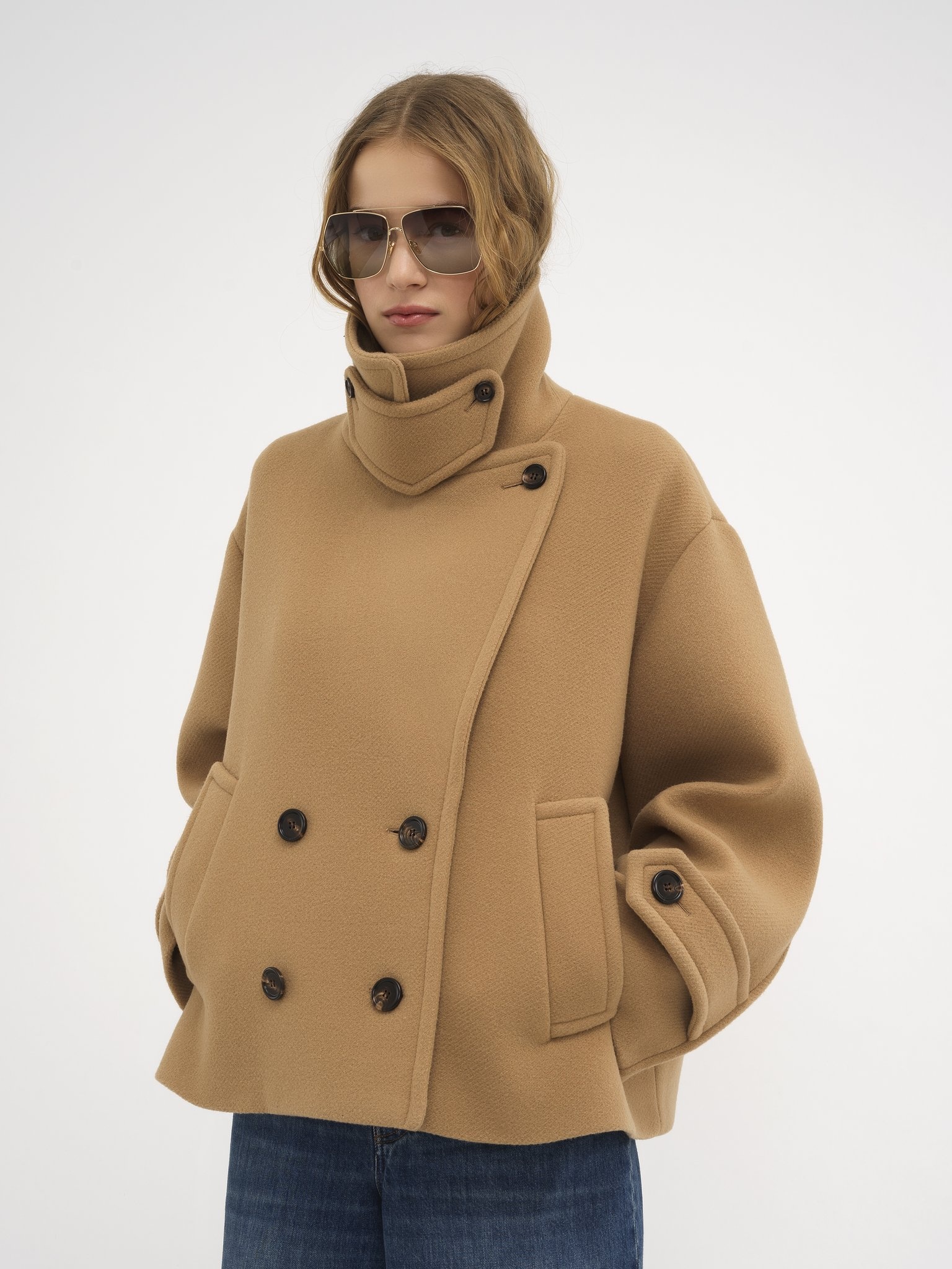 OVERSIZED SHORT COAT IN WOOL - 4