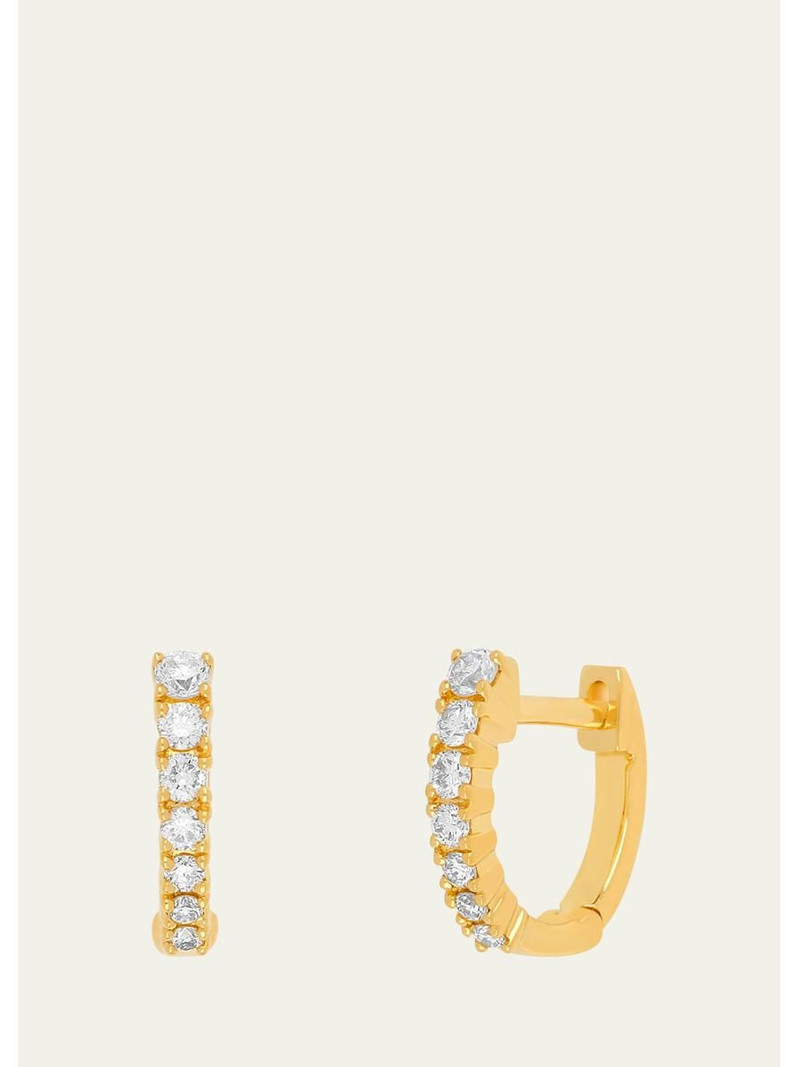 14K Yellow Gold Full-Cut Diamond Arc Mini Huggie Earrings 1