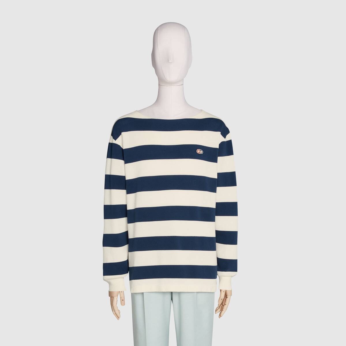 Striped knit cotton sweater with GG - 3