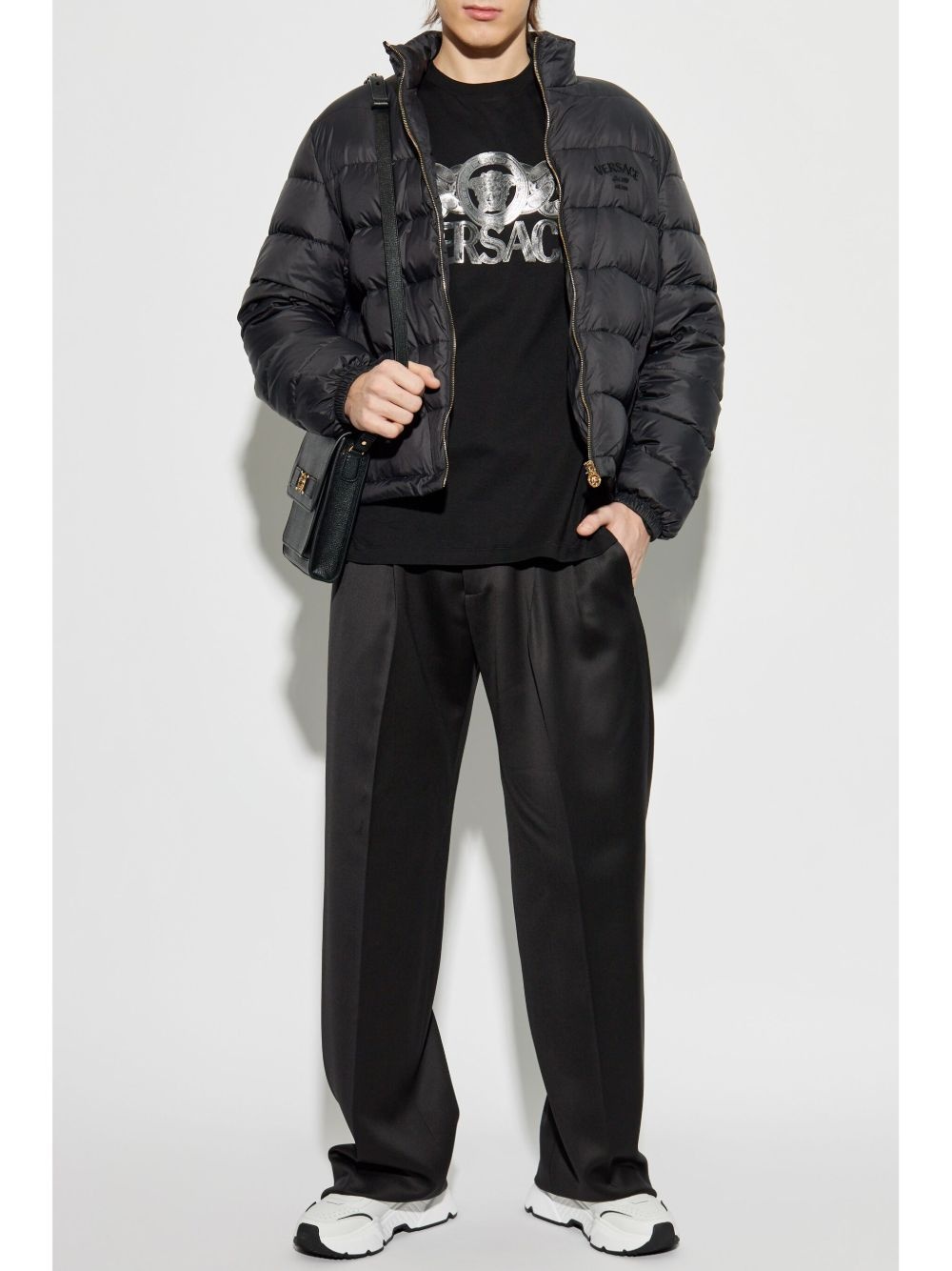embroidered logo puffer jacket - 2