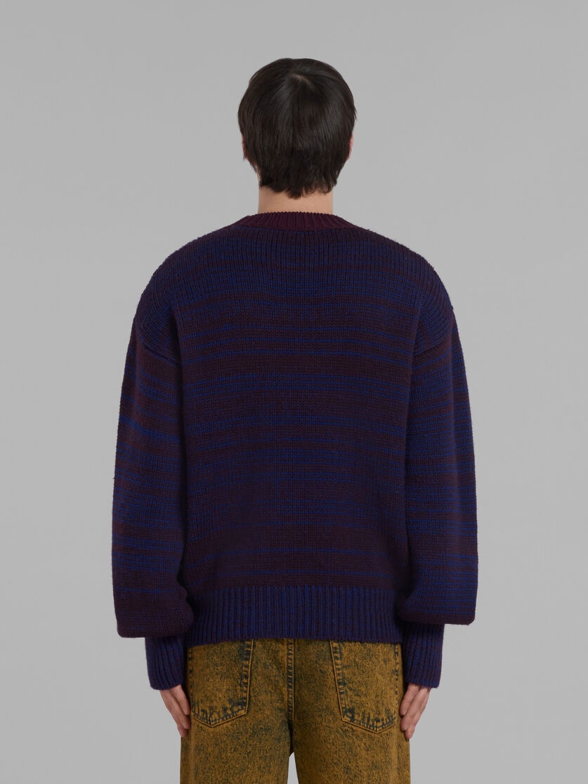 BROWN MOULINÉ JUMPER WITH STRIPED LOGO - 3