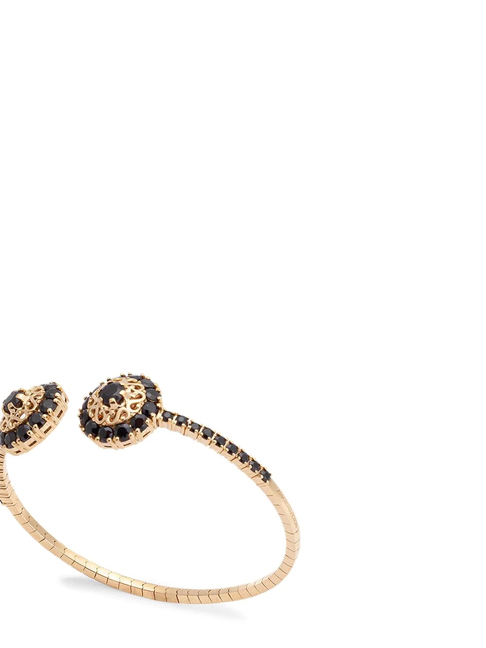 18kt yellow gold Family rosette motif black sapphire cuff - 3