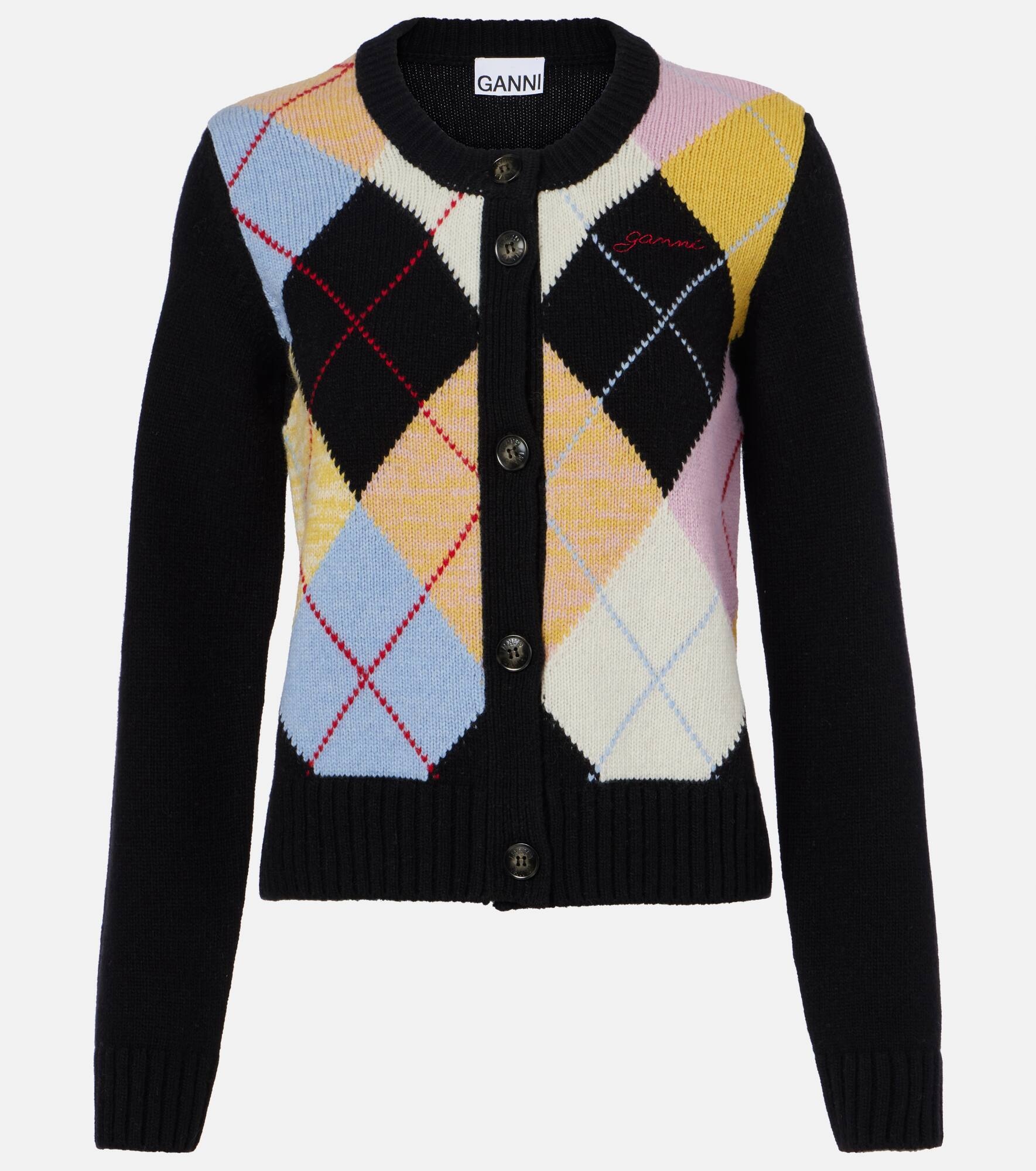 Harlequin argyle wool-blend cardigan - 1