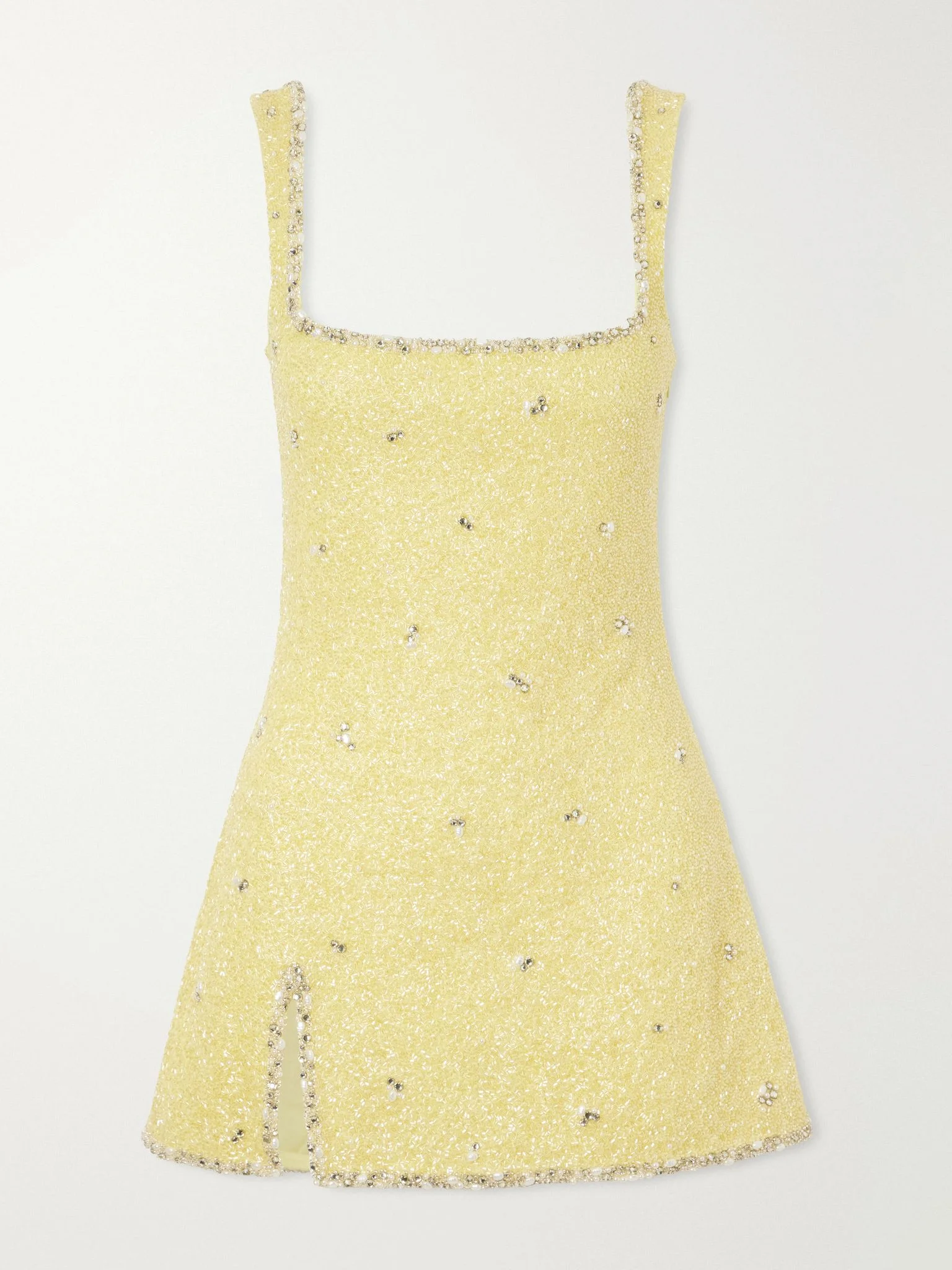 Athena embellished stretch-mesh mini dress Yellow - 1