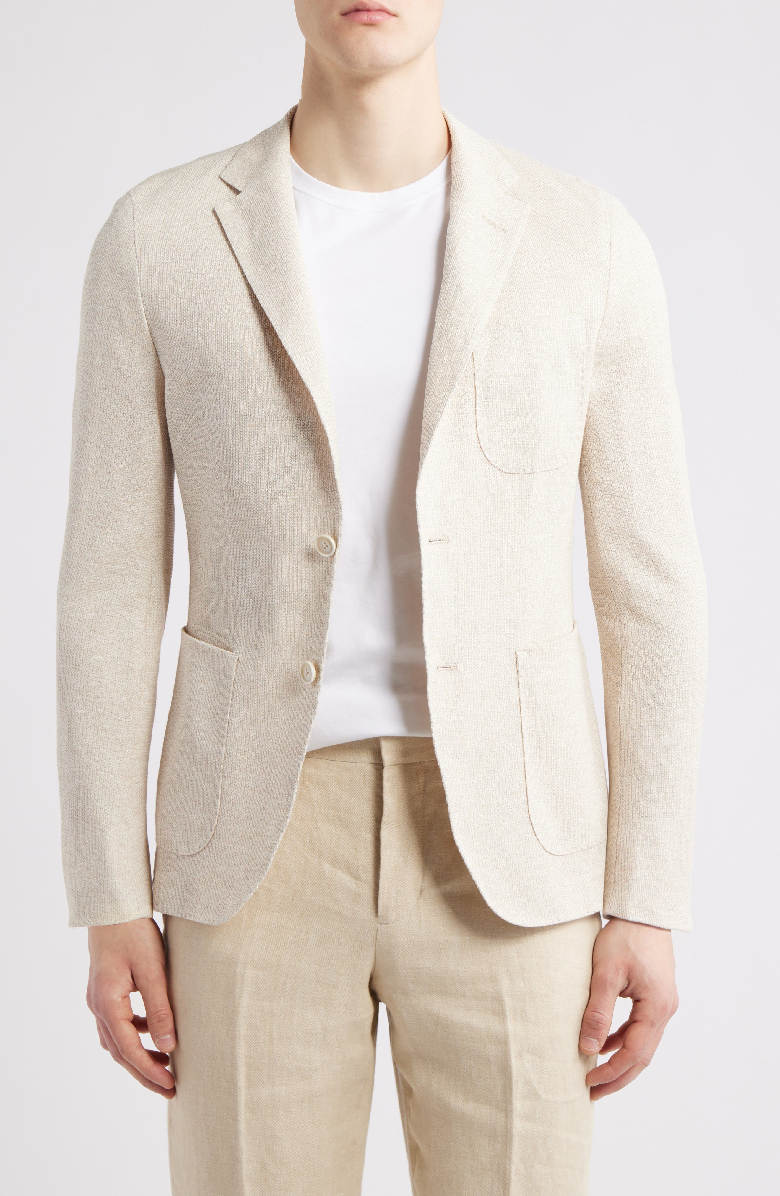 BOSS Heston Linen & Cotton Sport Coat in Open White at Nordstrom - 1
