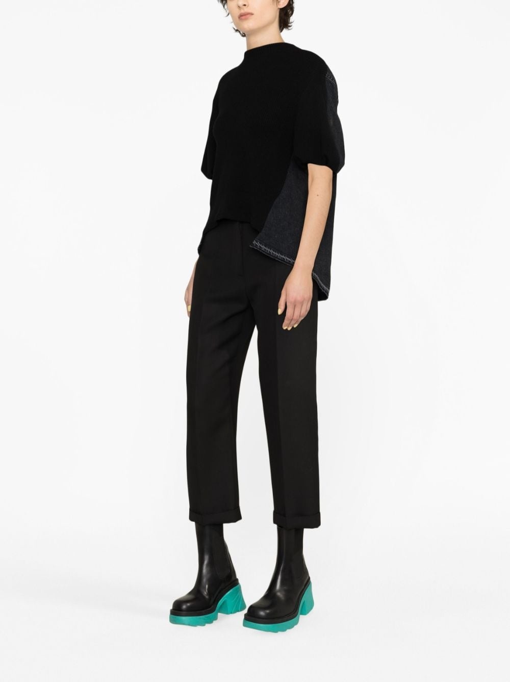 asymmetric-hem ribbed-knit T-shirt - 3