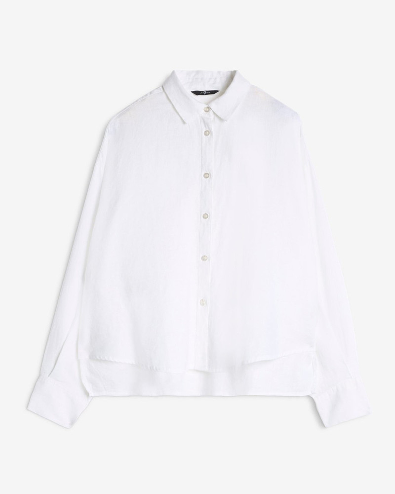 Linen Cropped Shirt in Optical White 1