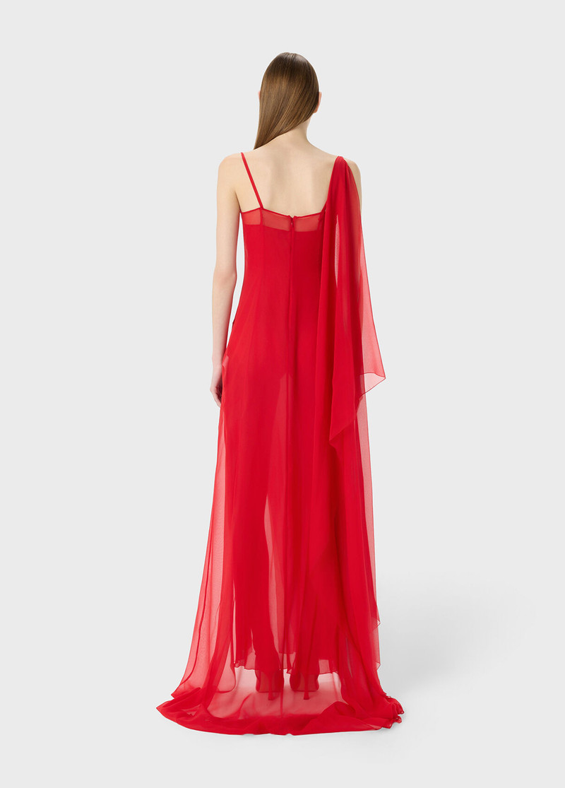 LONG GEORGETTE SILK DRESS WITH SLIT 3
