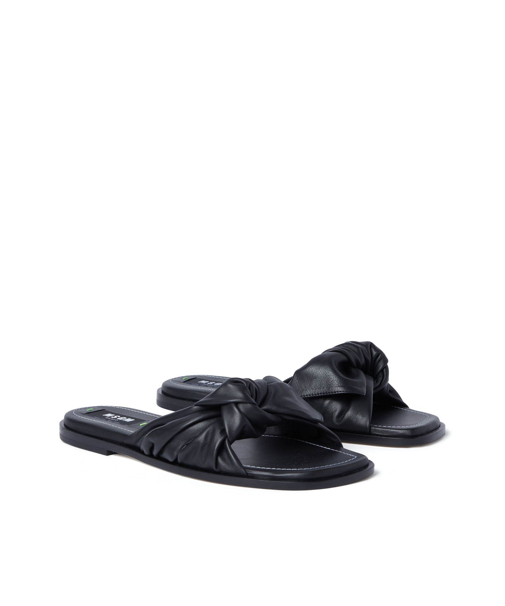 Nappa leather slippers with knotted band - 2