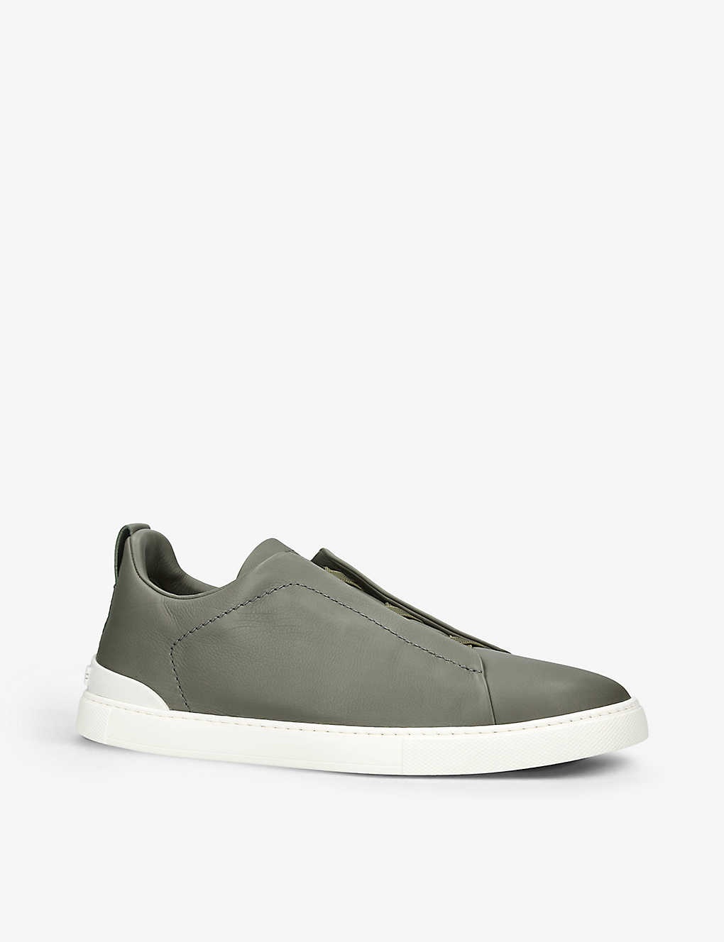 Triple Stitch brand-debossed leather low-top trainers - 3