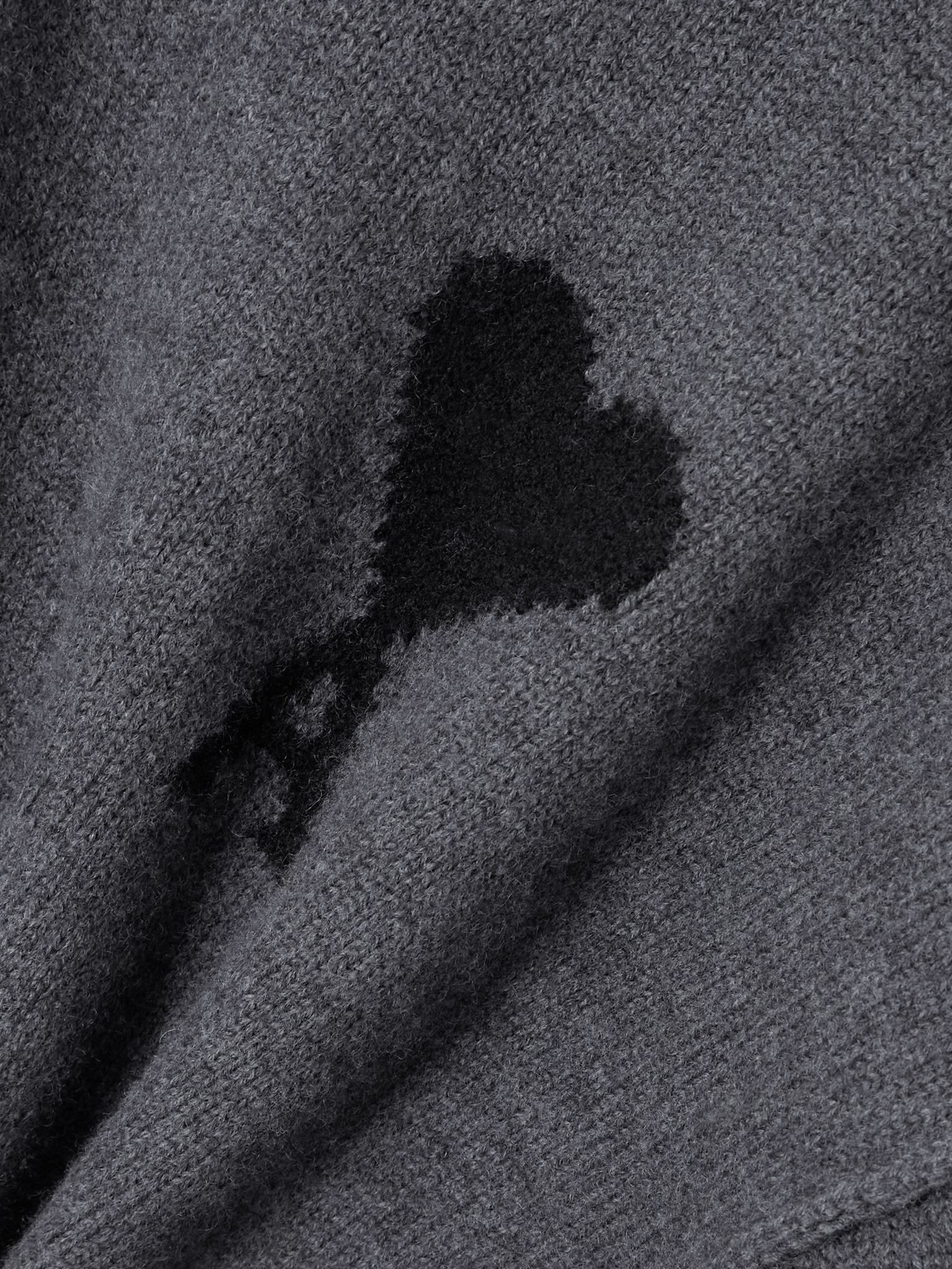 Oversized intarsia-knit wool polo sweater Dark gray - 4