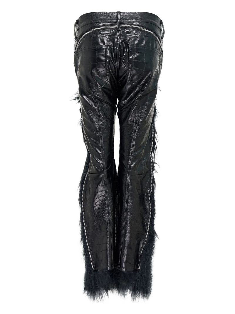 Junya Watanabe crocodile-effect fur-trimmed trousers outlook