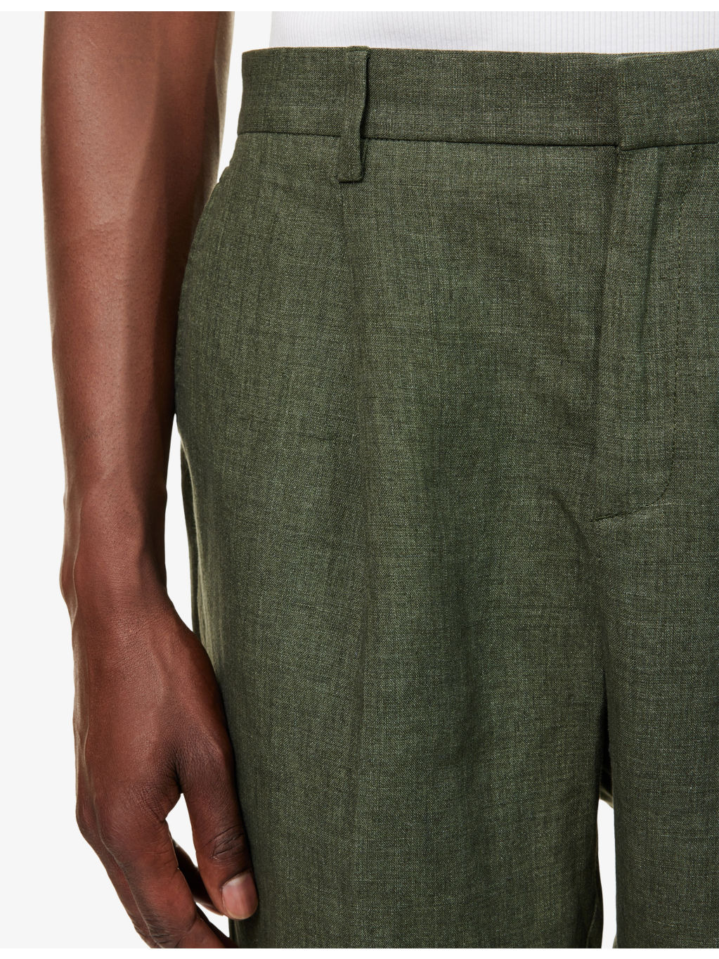Pleated Tailored Linen Trousers - 5