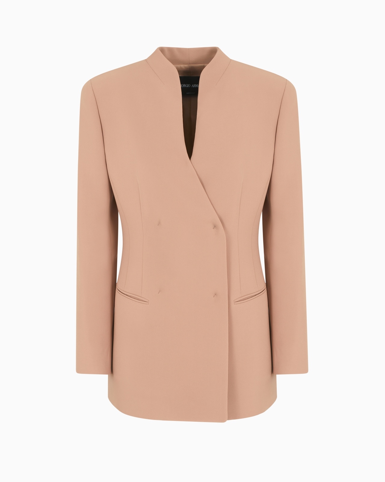 DOUBLE-BREASTED JACKET IN SILK CADY - 1