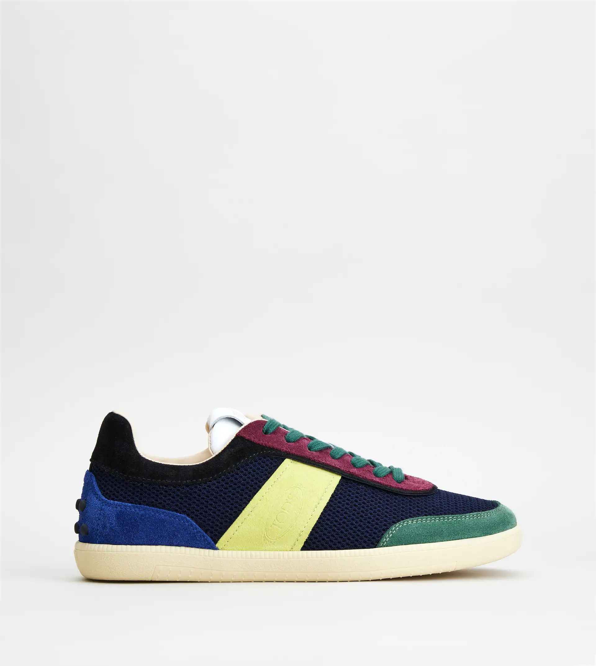 TOD'S TABS SNEAKERS IN SUEDE AND TECHNICAL FABRIC - GREEN, BLUE, BURGUNDY - 1
