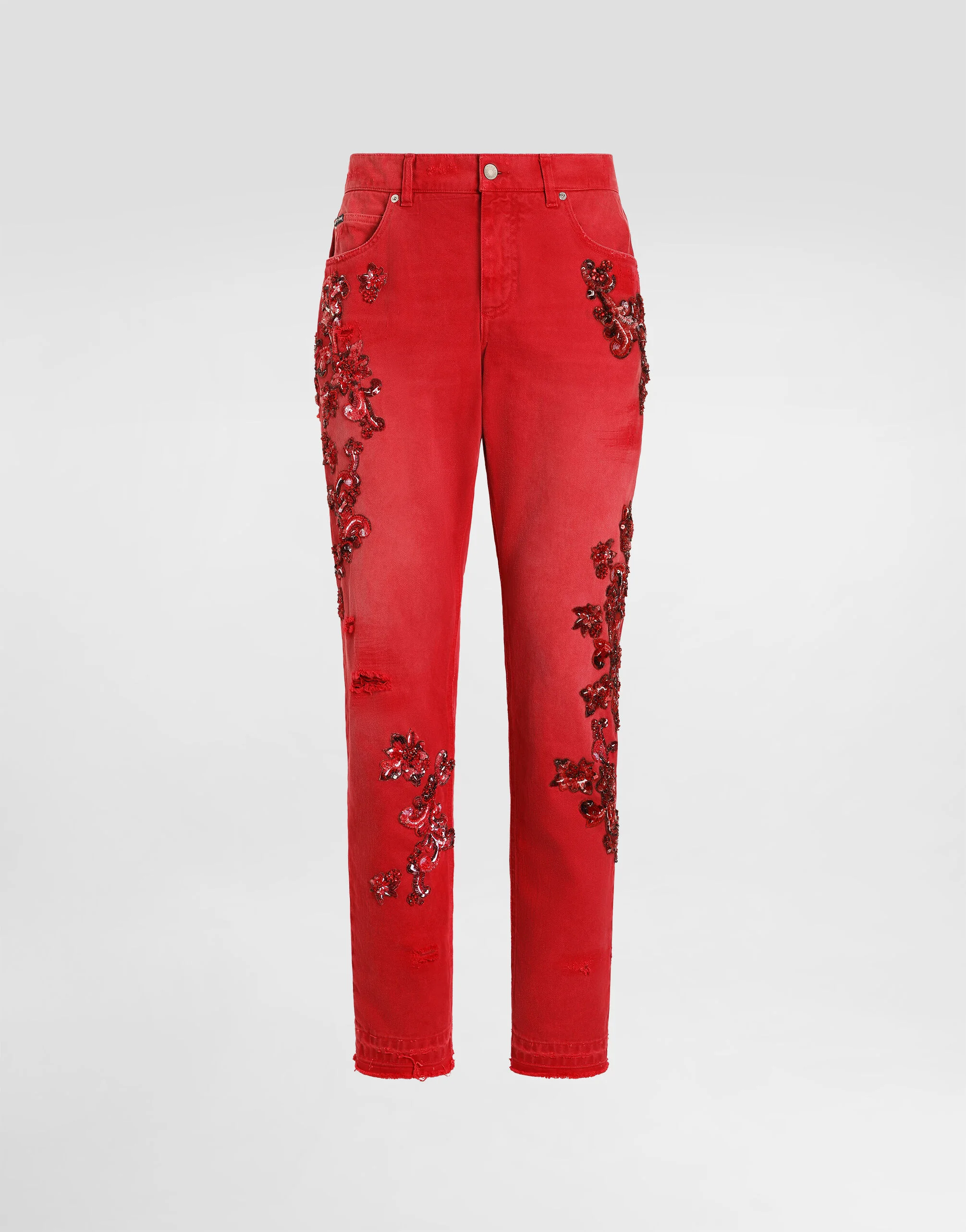 Denim trousers with crystals - 1