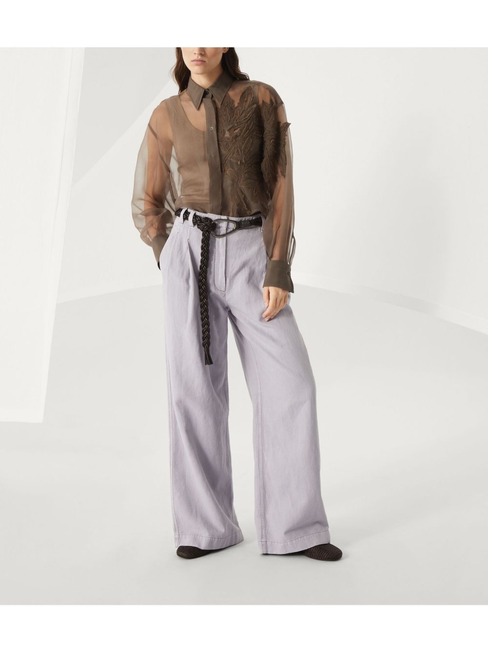 leaf-appliqué shirt - 2