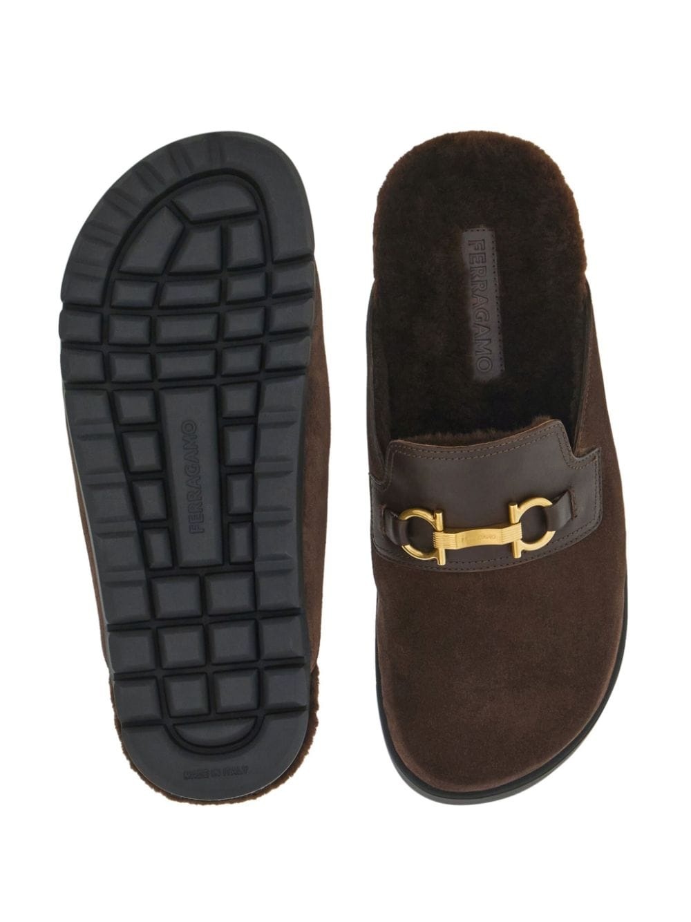 Gancini wool and leather mules - 5