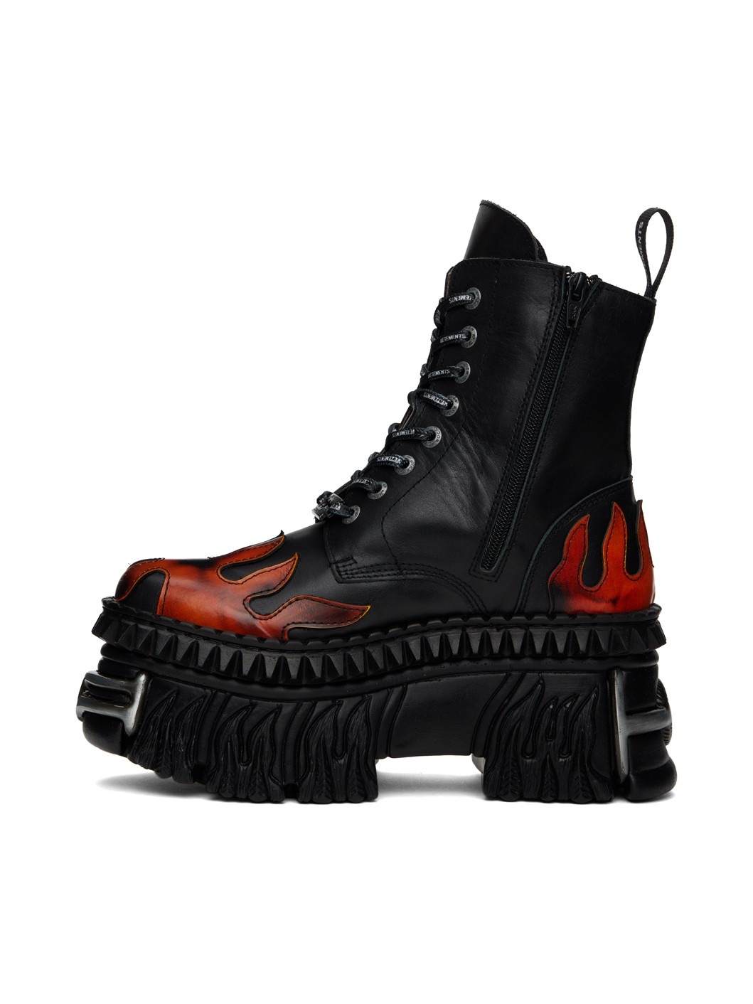 Black New Rock Edition Flame Combat Boots - 3