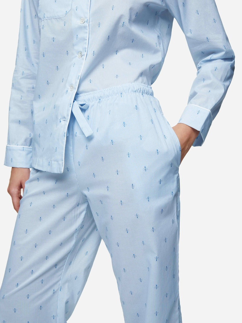 Derek Rose Women's Pyjamas Nelson 94 Cotton Batiste Blue outlook