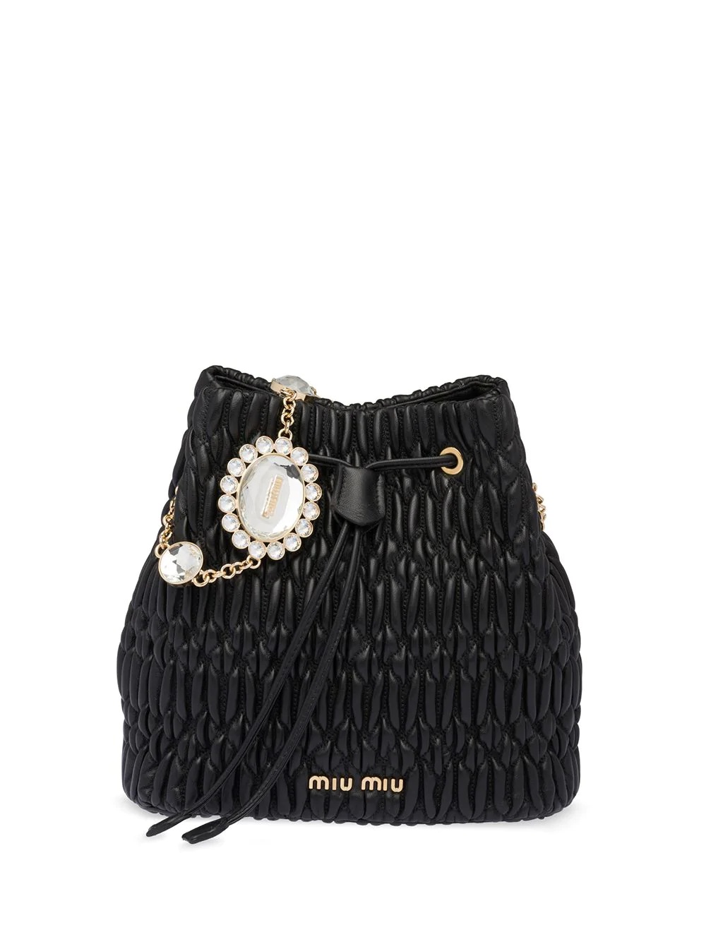 crystal nappa leather bucket bag - 1