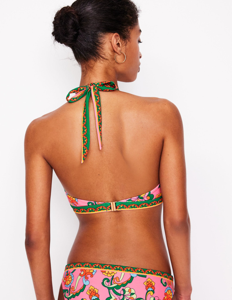 Ios V Panel Bikini Top-Pink Rose, Foliage Trail 6