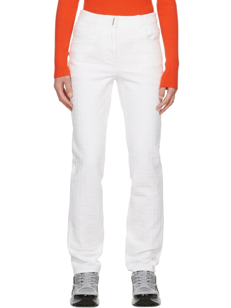 White Monogram Jeans - 1