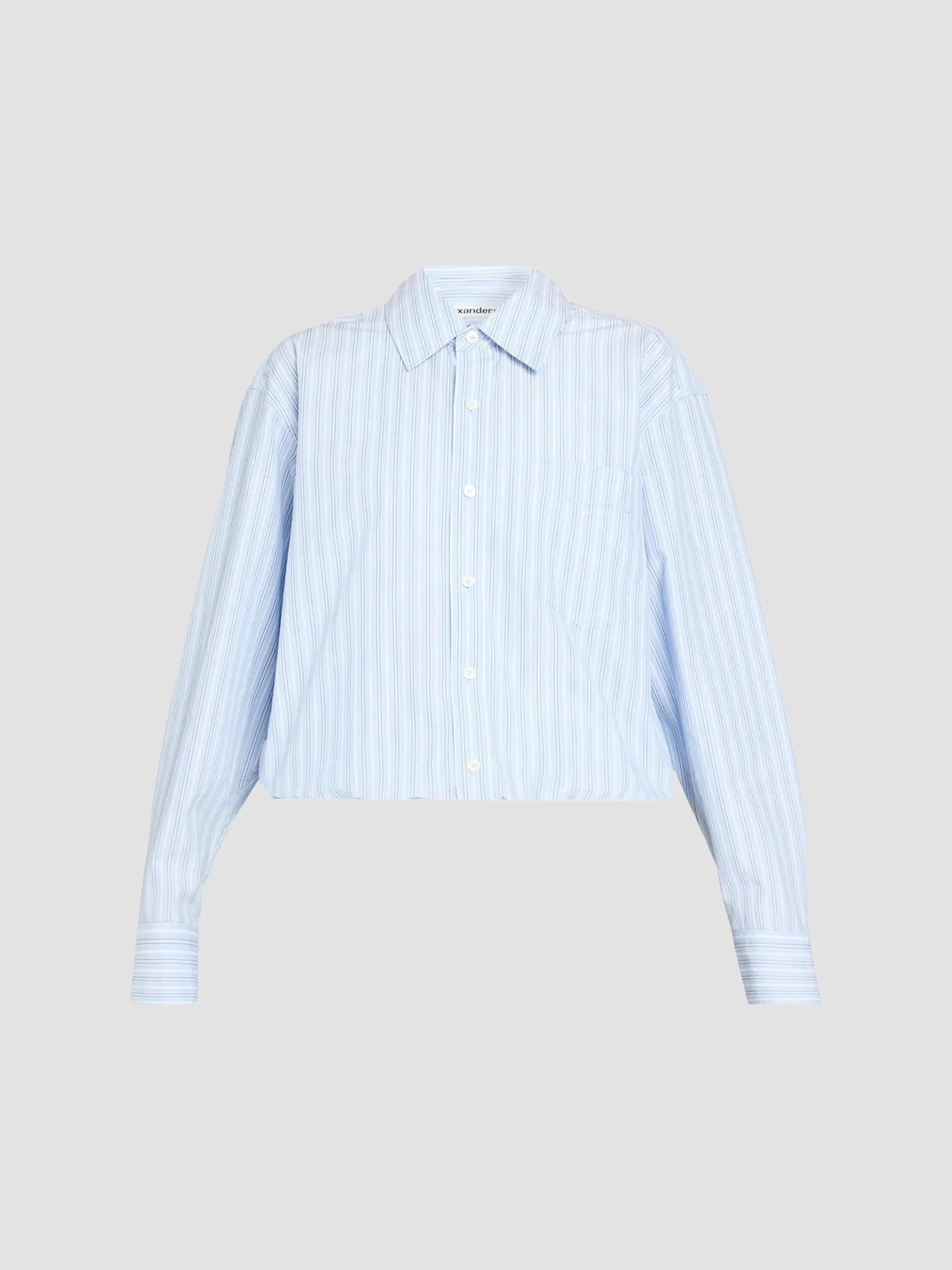 Women's Striped Cotton Shirt - Light Blue Stripe - 1