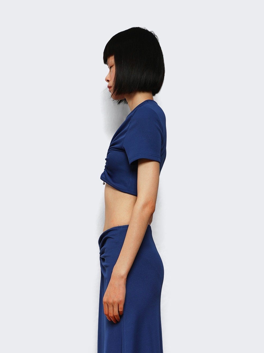 Paisley Ruched Crop Tee Yves Blue - 3